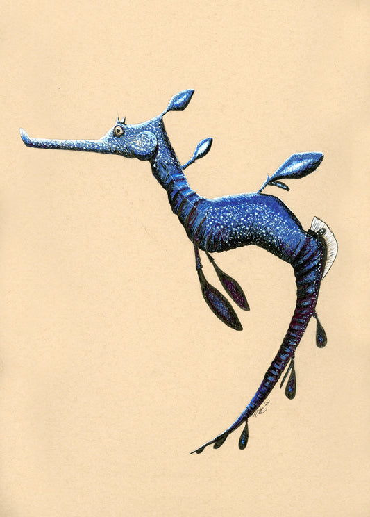 Blue Sea Dragon Original Wall Art and Print